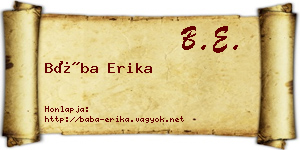 Bába Erika névjegykártya